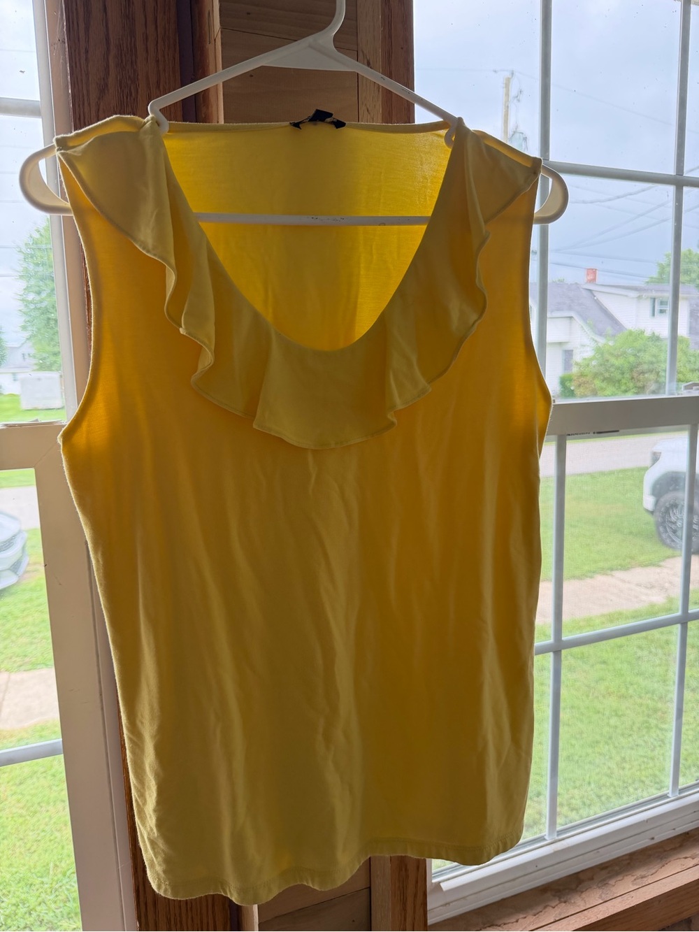 Talbots Yellow Ruffle Neck Sleeveless Top